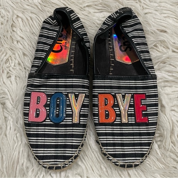CIRCUS by Sam Edelman Leni-29 Beyonce Boy Bye Striped Espadrille Flats EUC 7.5 - Picture 1 of 8
